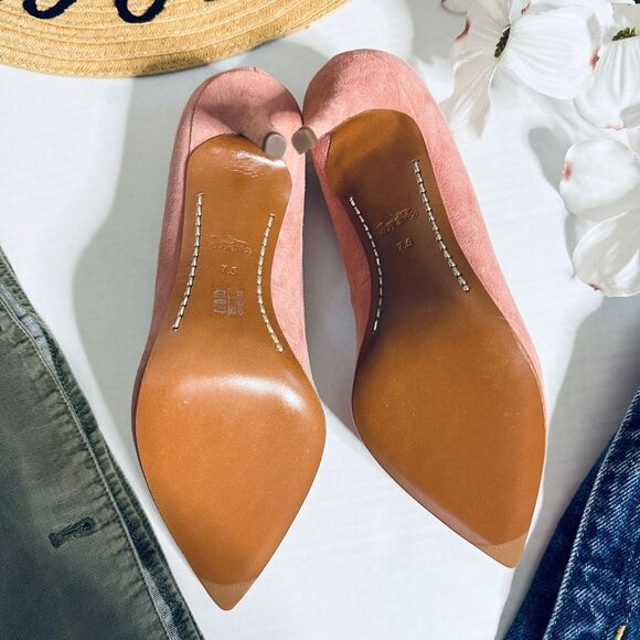 New without box Coach Pink Suede Leather Prairie Lined Heels - Picture 3 of 11